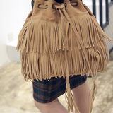 Handbags Women's Fringe Bucket Bag - Black - Medium - PU Suede Leather - image 22