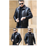 Men's Leather Fleece Lined Short Jackets - Black - Men's Business Jacket - 7XL - Genuine Leather - image 28