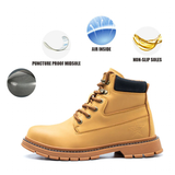 Men's Steel Cap Toe High-Top Work Boots - Black - 48 B - PU Leather - image 7