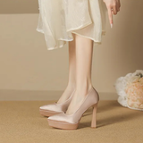 Women's Elegant Satin High Heel Pumps - Pink - 1 / 12cm Heel - 41 B - PU Patent Leather - image 9
