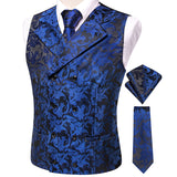 Men's 4 Pcs Formal Floral Tie Vest Sets - Brown - 4pc Tie Set - HT-MJ-0093 - 3XL - Silk - image 25