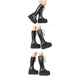 Women's Punk Motorcycle Platform Boots - Black - Punk Boots - 47 B - PU Leather - image 11