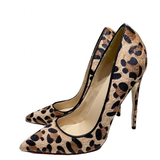 Women's Leopard Print High Heel Stilettos - Beige - 1 / 12cm Heel - 43 B - PU Suede Leather - image 1