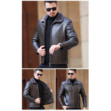 Men's Leather Fleece Lined Short Jackets - Black - Men's Business Jacket - 7XL - Genuine Leather - image 30