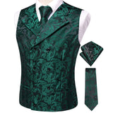 Men's 4 Pcs Formal Floral Tie Vest Sets - Brown - 4pc Tie Set - HT-MJ-0093 - 3XL - Silk - image 31