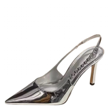 Women's Shiny Metallic Stiletto Slingbacks - Silver - Slingbacks - 42 B - PU Leather - image 1