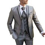 Men's Luxury Formal Wedding Tuxedos 3Pc - Light Gray - 3 Pcs Suit - 5XL - Polyester - image 8