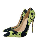 Women's High Animal Print Stilettos Flock - Green - 1 / 12cm / Stilettos - 42 B - PU Suede Leather - image 1