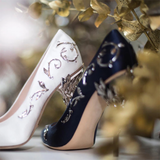 Women's Elegant Silk Formal Prom Stilettos - Gold - Embossed Shoe - 9.5 B - Silk/PU Leather - image 38
