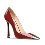Women's Genuine Leather Metal Toe Heels - Red - 8cm Stiletto - 42 B - Genuine Patent Leather - image 20