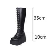 Women's Punk Motorcycle Platform Boots - Black - Punk Boots - 47 B - PU Leather - image 10