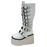 Women's Metal Buckle Platform Y2K Wedge - White - Buckle Platforms - 46 B - PU Leather - image 2