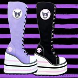 Women's Platform Canvas Wedge Sneakers - Black/White - Platform Sneakers - 46 B - Canvas - image 5