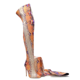 Women's Multicolor Snake Print Long Boots - Apricot - Snake Print - 45 B - Plush Stretch Material - image 3