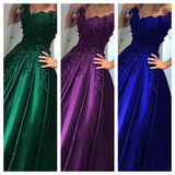 Women's Elegant Long Satin Ball Gown - Blue - Elegant Evening Gown - 28W - Satin - image 28