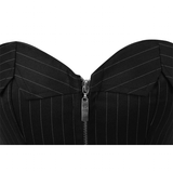 Women's Black Pin Striped Zip Up Corset - Black - 1 - 5802 - Zip Up Front - 6XL - Polyester - image 8