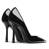 Women's Genuine Leather Metal Toe Heels - Black -  8cm Stiletto - 42 B - Genuine Patent Leather - image 15