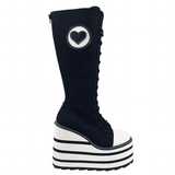 Women's Canvas Platform Wedge Sneakers - Black/White - Skull - Platform Sneakers - 46 B - Canvas - image 25