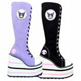 Women's Platform Canvas Wedge Sneakers - Black/White - Platform Sneakers - 46 B - Canvas - image 12