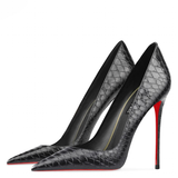Women's Red Sole Buckled Stilettos - Black Buckled - 1 / 12cm Stiletto - 46 B - PU Suede Leather - image 16