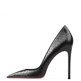 Women's Red Sole Snake Print Stilettos - Black - 1 / 12cm Stiletto - 46 B - PU Suede Leather - image 9