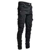 Men's Slim Fit Skinny Denim Jeans - Black - Skinny Jeans - 4XL - Polyester Denim - image 15