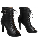 Women's High Heel Lace Up Dance Shoes - Black - 1 / K82F Non Slip 9.5cm - 46 B - Leather - image 26