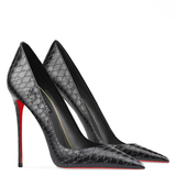 Women's Red Sole Buckled Stilettos - Black Buckled - 1 / 12cm Stiletto - 46 B - PU Suede Leather - image 9