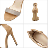 Women's Designer Bling Shimmer Sandals - Apricot - Stiletto Sandals - 43 B - PU Leather - image 11