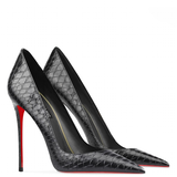 Women's Red Sole Snake Print Stilettos - Black - 1 / 12cm Stiletto - 46 B - PU Suede Leather - image 3