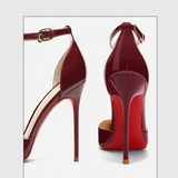 Women's Patent Leather High Heel Stilettos - Wine Red - 1 / 12cm Heel - 45 B - Genuine Patent Leather - image 6