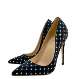 Women's Beaded Crystal Luxury Stilettos - Black - 1 / 12cm / Rhinestone Stilettos - 45 B - Satin - image 13