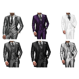 Men's Luxury Formal Wedding Tuxedos 3Pc - Silver Gray - 3 Pcs Suit - 5XL - Polyester - image 20