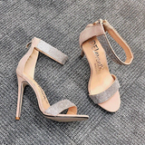 Women's Designer Bling Shimmer Sandals - Apricot - Stiletto Sandals - 43 B - PU Leather - image 15
