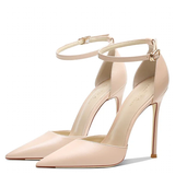 Women's Pointed Toe Matte High Stilettos - Beige - 1 / Matte 12cm - 46 B - Genuine Leather - image 1