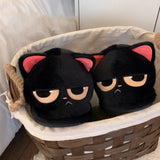 Women's Black Cat Winter Soft Slippers - Black/Red - Heel Covered Slippers - 36-37 - Plush - image 2
