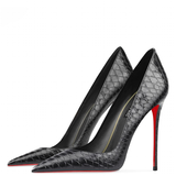 Women's Red Sole Snake Print Stilettos - Black - 1 / 12cm Stiletto - 46 B - PU Suede Leather - image 14