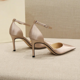 Women's Luxury Satin Stiletto Pumps - Nude - 8 cm Heel / Bow Tie Shoes - 43 B - Satin - image 5