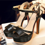 Women's Stylish High Party Stiletto Sandals - Gold - Party Stilettos - 48 B - PU Leather - image 42