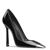 Women's Genuine Leather Metal Toe Heels - Black -  8cm Stiletto - 42 B - Genuine Patent Leather - image 10