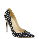 Women's Spikes Rivets Super High Stilettos - Black - 12cm Spike Stilettos - 46 B - PU Leather - image 3