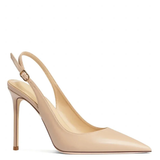 Women's Elegant Luxury Slingback Pumps - Beige - 1 / 10cm Stiletto - 43 B - PU Leather - image 3