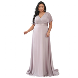 Women's Plus Size Long Evening Dress - Lilac- Dress - 26 - Polyester Chiffon - image 43