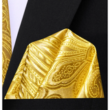 Funki Buys | Neckties | Men's 3 Pcs Yellow Gold Floral Tie Set