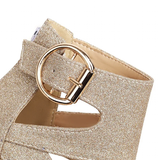 Women's Glitter Gladiator Platform Sandals - Silver - Gladiator Sandals - 3 B - PU Leather - image 17