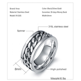 Men's Moveable Ring Titanium Steel Ring - Black/Gold - Spinner Anxiety Ring - 11 - Titanium - image 12