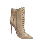 Women's Lace Up Pointy Ankle Boots - Black - Stiletto Boots - 43 B - PU Leather - image 12