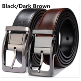 Men's Leather Reversible Rotatable Belt - Black/Cognac - Men's Belt - 85cm (Waist 70cm) - Genuine Leather - image 3