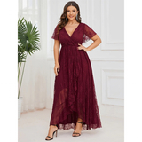 Women's Plus Size Evening Prom Dress - Dark Purple - Dress - Chiffon Lace - image 2
