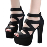 Women's Cross Strap Gladiator Sandals - Black - Sandals - 42 B - PU Leather - image 1